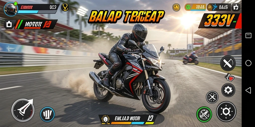 Tampilan gameplay mendebarkan dari 333V saat balapan motor.