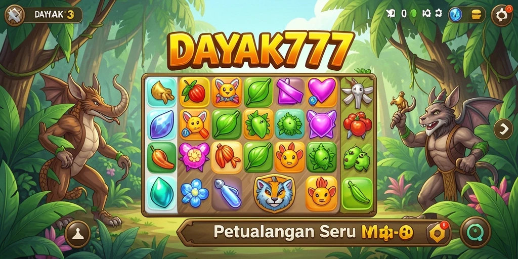 Tampilan permainan <strong>DAYAK777</strong> yang penuh warna dan menarik.