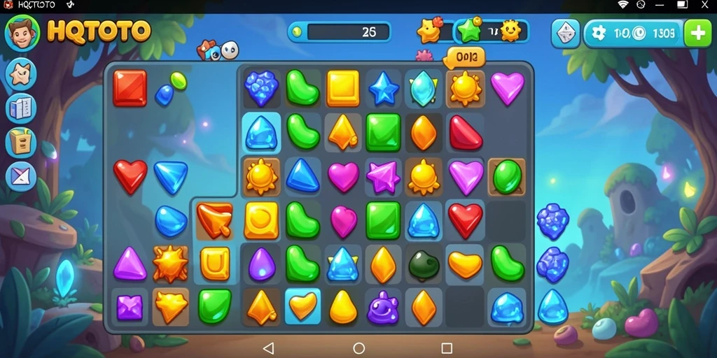 Screenshot utama HQTOTO menampilkan gameplay Match-3 yang mengasyikkan.