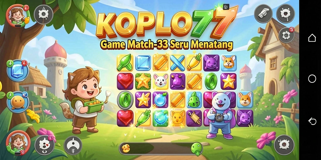 Tampilan gameplay KOPLO77 yang penuh warna dan dinamis.