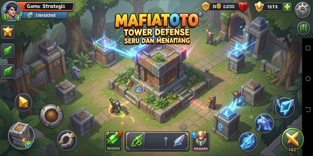 Tampilan gameplay seru dari MAFIATOTO dengan menara yang strategis.