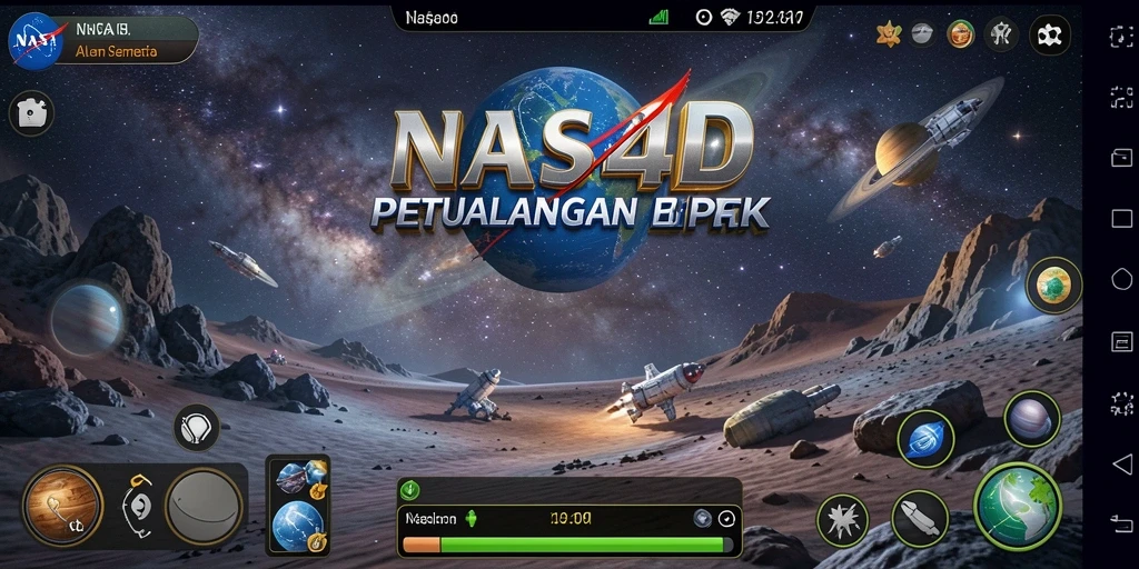 Tampilan gameplay <strong>NASA4D</strong> menunjukkan petualangan luar angkasa yang menegangkan.