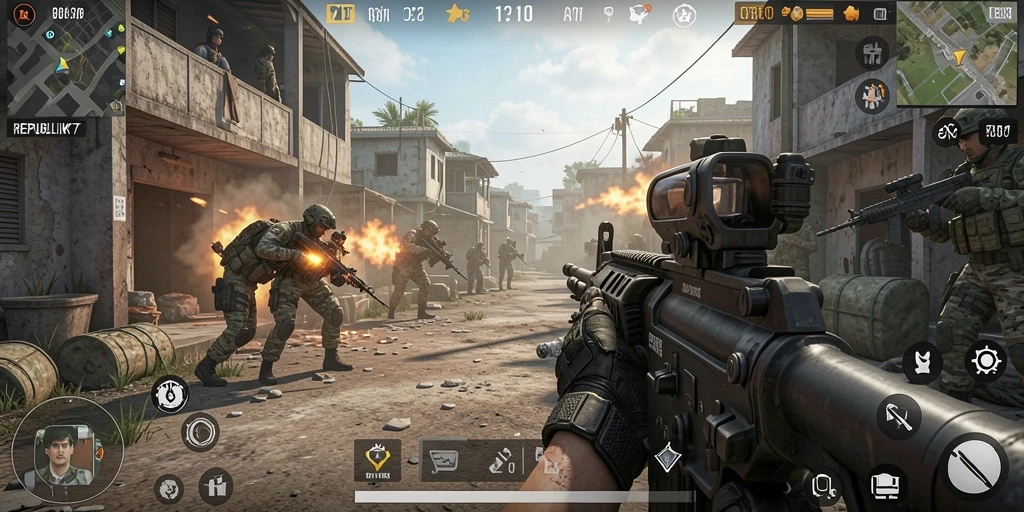 Screenshot gameplay <strong>REPUBLIK77</strong> yang menampilkan aksi seru dari mode FPS.