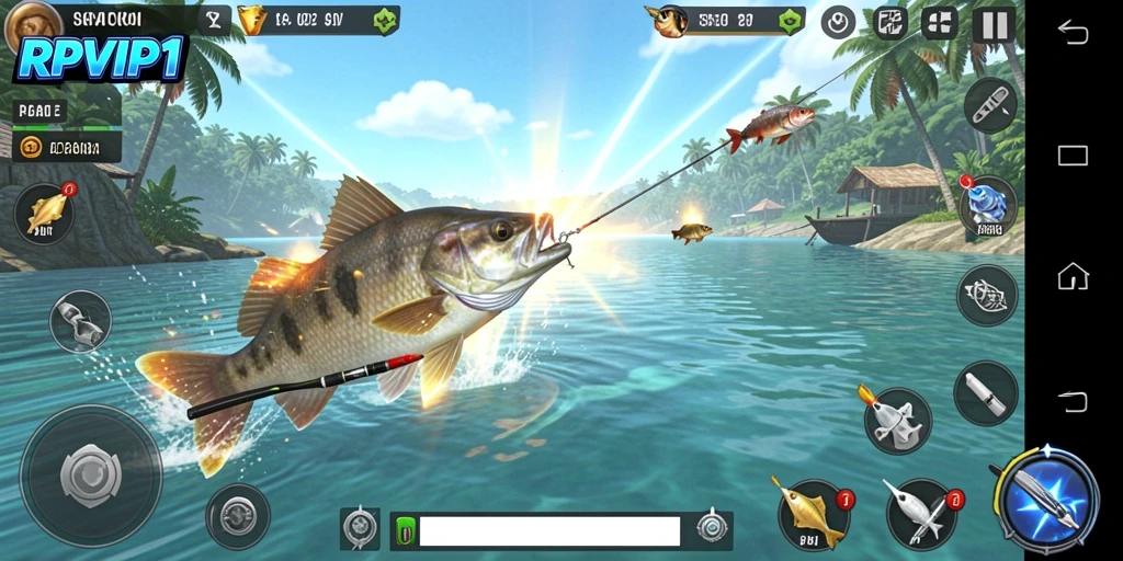 Tampilan menakjubkan dari gameplay RPVIP1 saat menangkap ikan.