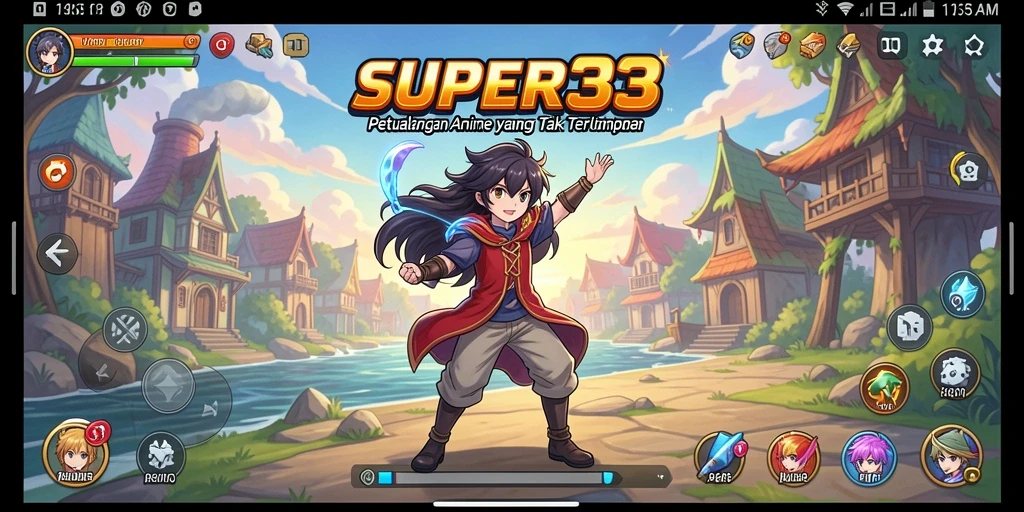 Gameplay SUPER33 yang mengasyikkan dan penuh aksi dalam dunia anime.