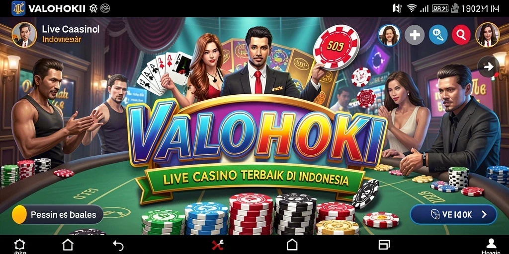 Tampilan screenshot VALOHOKI menunjukkan dealer langsung dan permainan kasino yang mendebarkan.