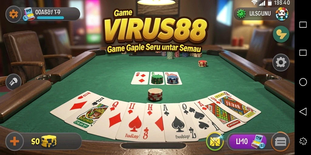 Tampilan gameplay seru dari VIRUS88 permainan Gaple.
