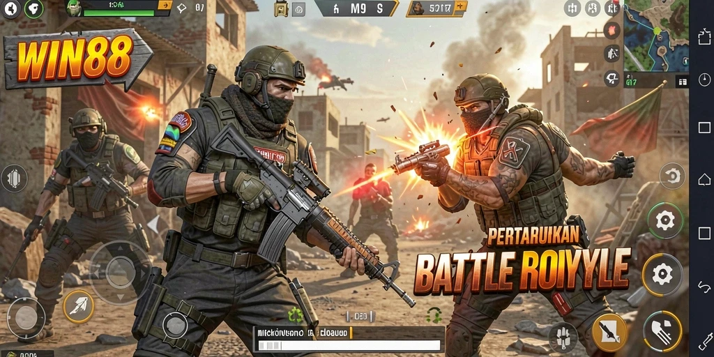 Gameplay seru WIN88 saat pertarungan Battle Royale.